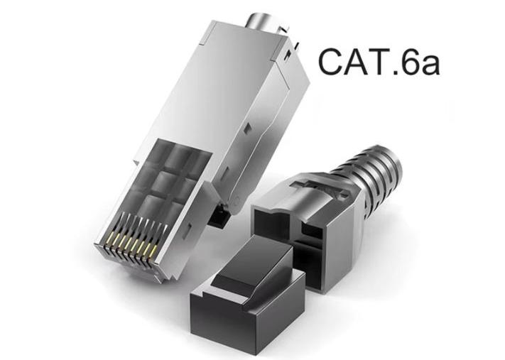 10pcs CAT6A RJ45 Connector Plug, Tool Free Shielded RJ45 Ends, Field Termination Plug